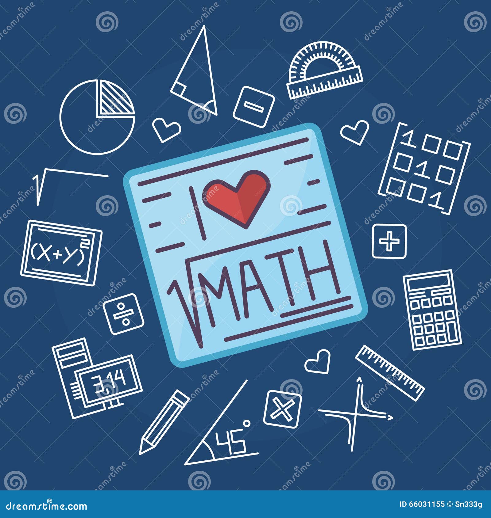 math education vector background design mathematics blue flat illustration concept line signs 66031155