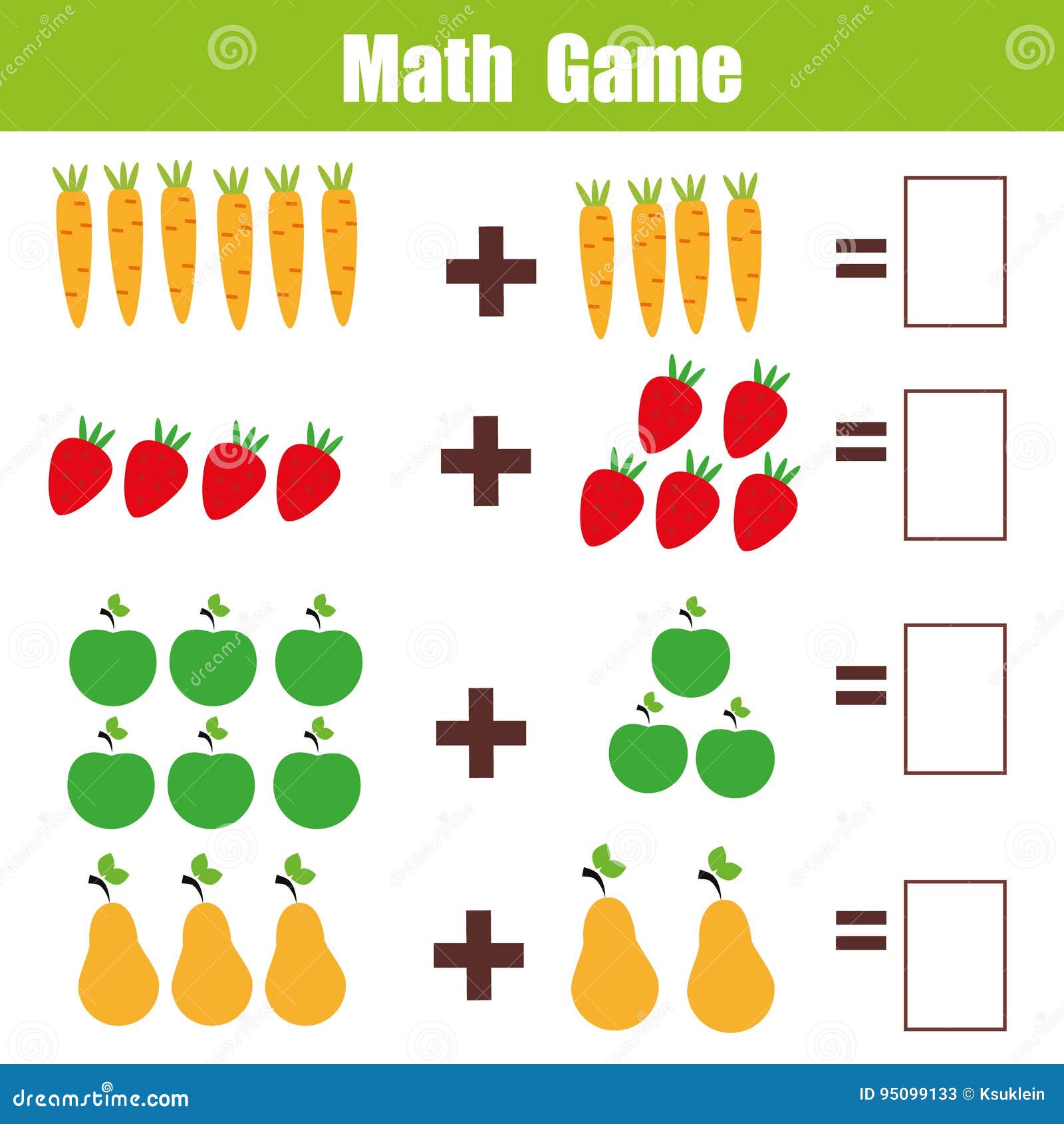 math educational game for children, addition mathematics worksheet