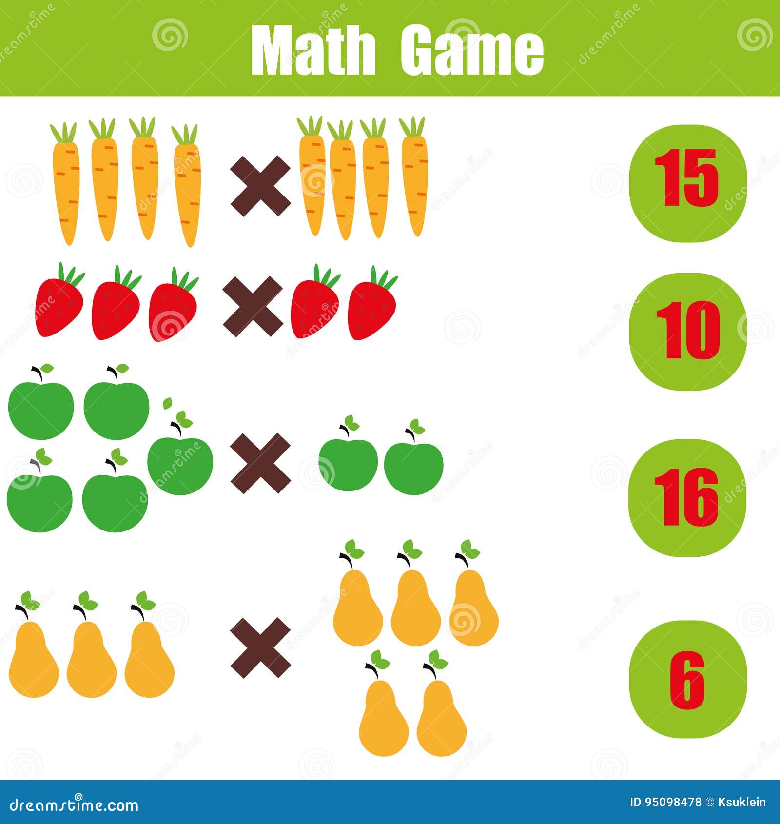 math-educational-game-for-children-multiplication-mathematics-worksheet-stock-vector