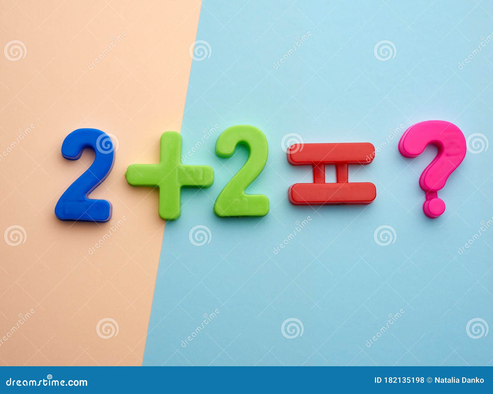 Math Example Two Plus Two Equals of Colorful Plastic Numbers Stock