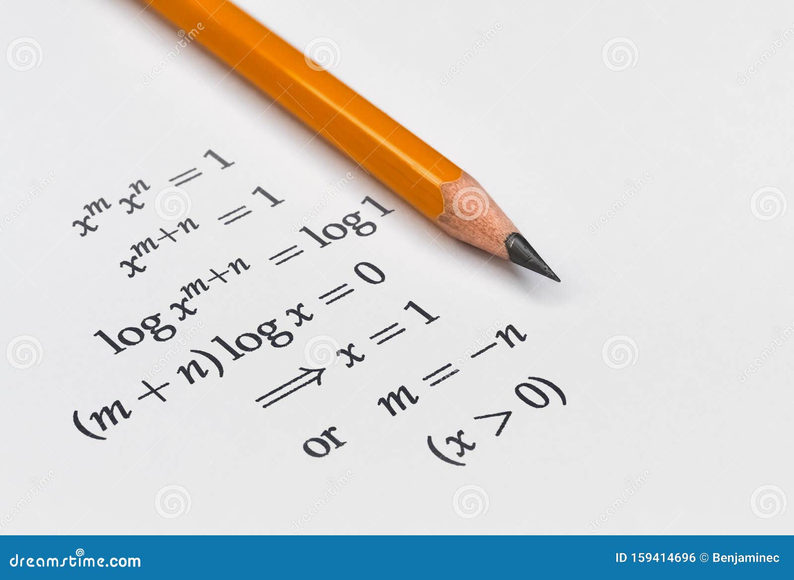 Math exercise and a pencil stock photo. Image of test 159414696