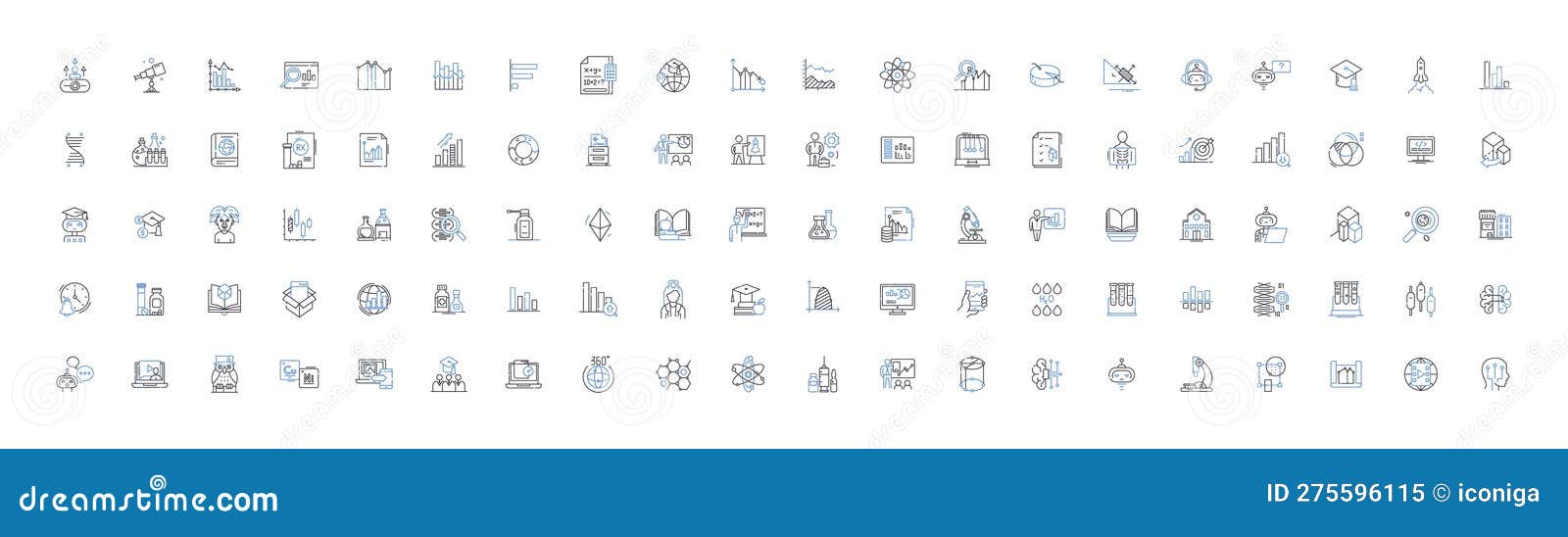 math line icons collection. algebra, geometry, calculus, trigonometry, statistics, analytics, arithmetics  and