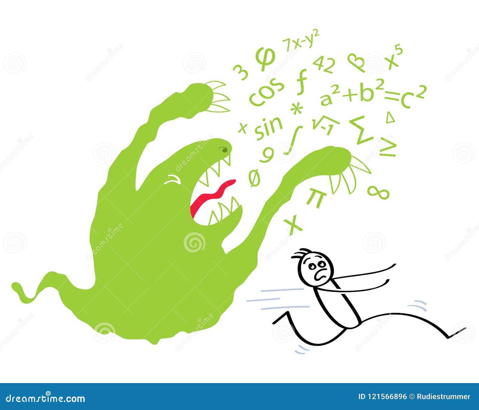 Math Phobia, Math Anxiety, Funny Green Cartoon Monster Spewing Numbers  Chasing Student Stock Vector - Illustration of demon, maths: 121566896