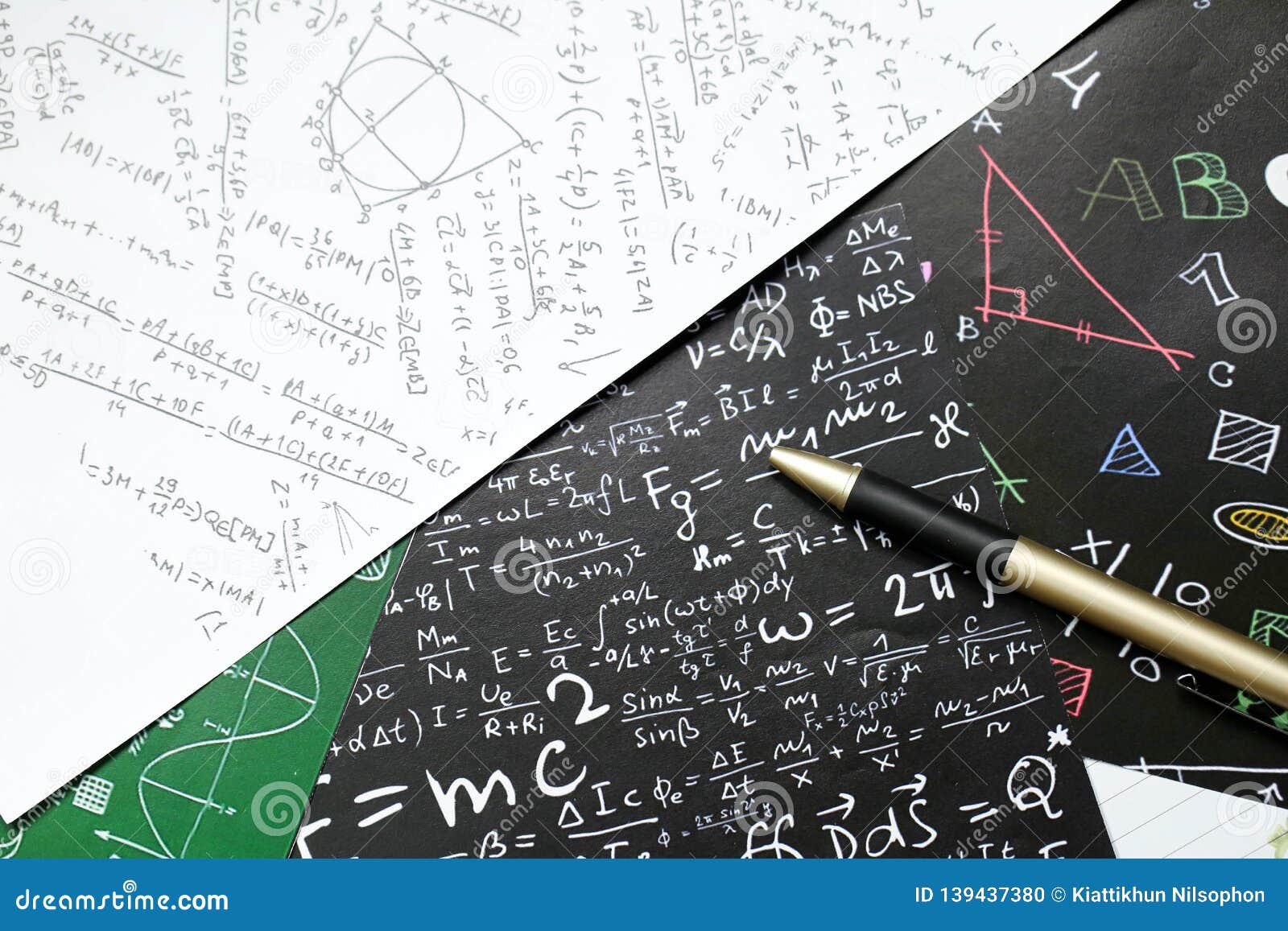 Math Problems On Graph Paper With Pencil ,Formula Arithmetic Using For Concept Of World Maths Day Stock Photo - Image Of College, Calculate: 139437380