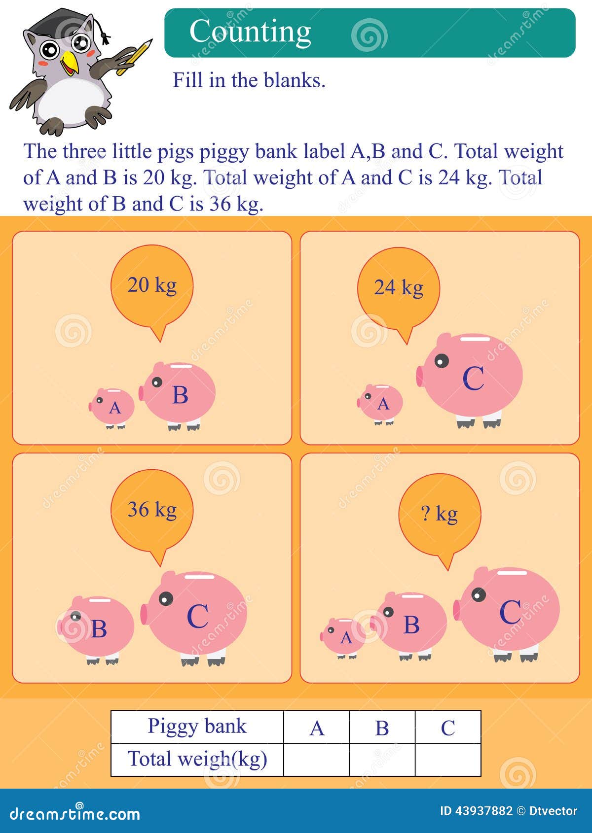 mathematic calculation kilogram piggy bank