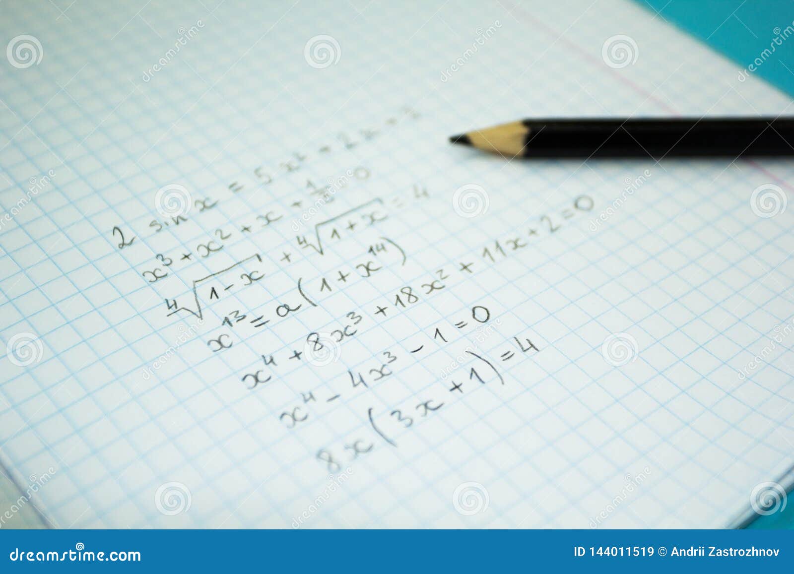 mathematical examples and calculations in a notebook for lectures