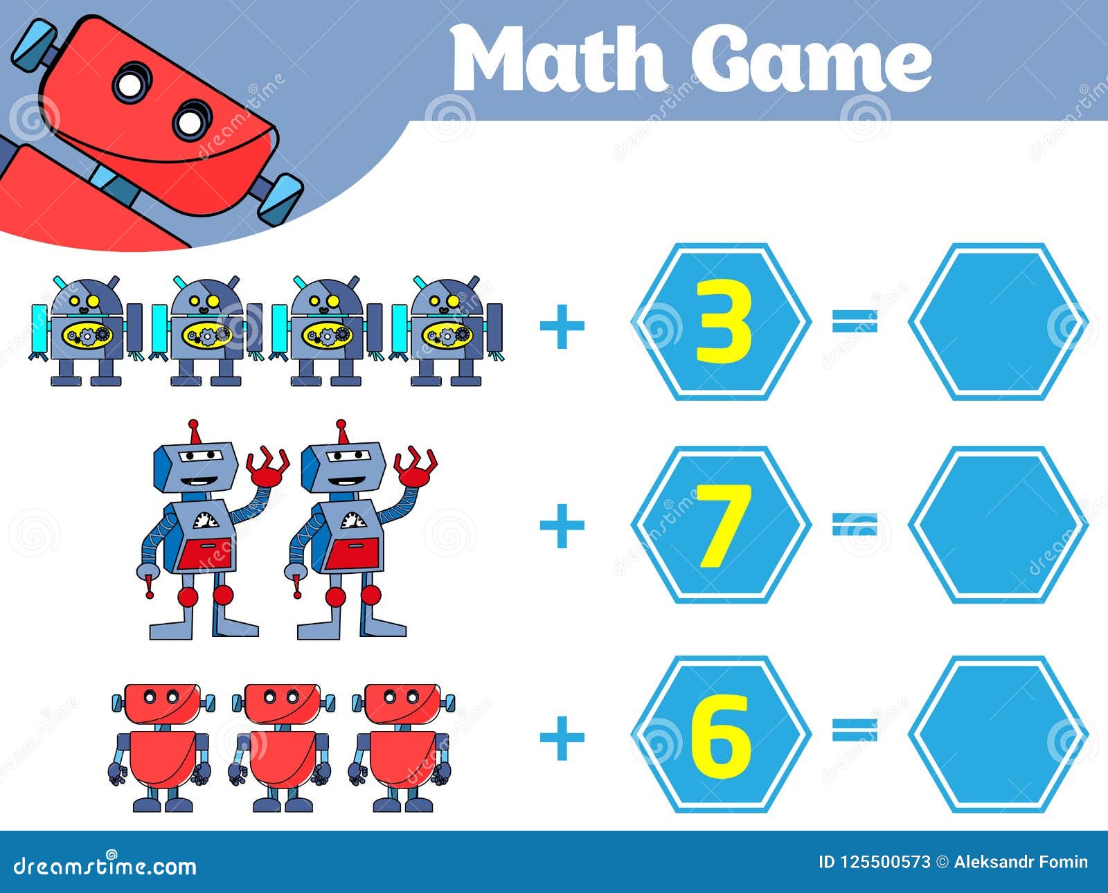 Mathematics Educational Game For Children. Learning Subtraction Worksheet For Kids, Counting Activity. Vector Illustration Robot Stock Illustration - Illustration Of Games, Preschool: 125500573