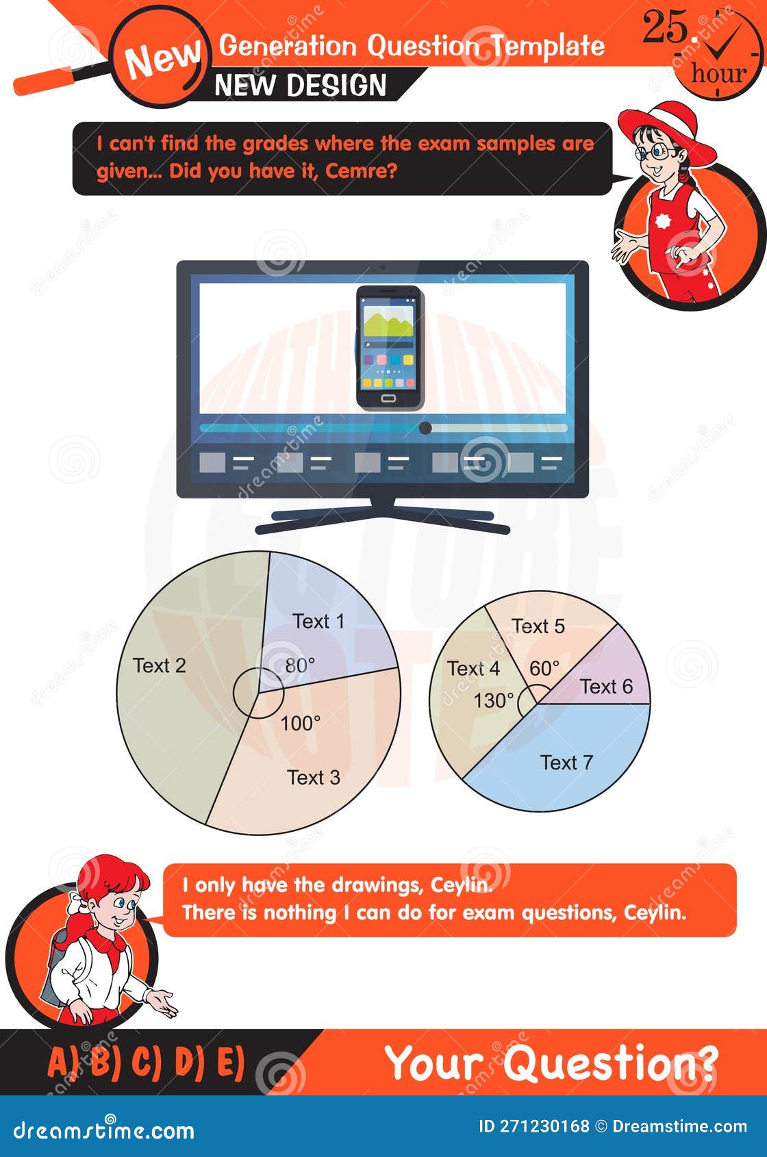 Mathematics, Graph Questions, Column, Circle, Line, Pie Chart, Next