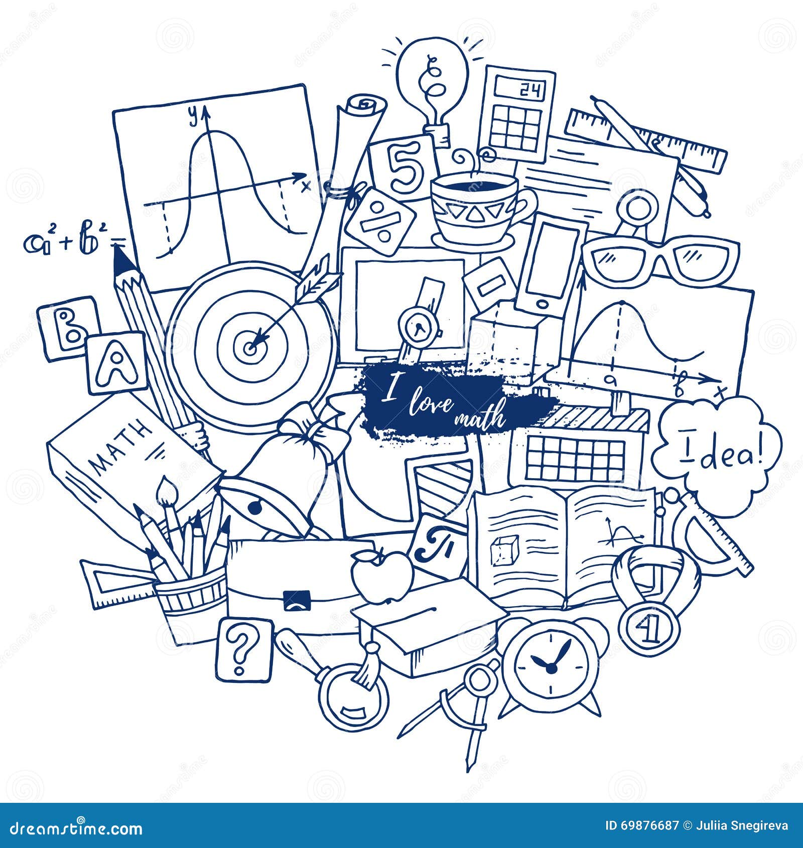 Mathematics Science Theme Hand Drawn Pattern About School And