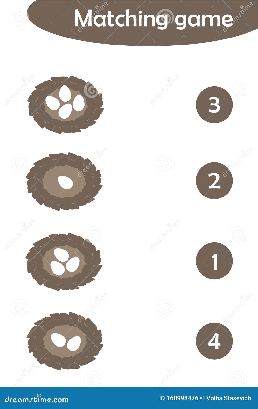 Maths Game with Eggs in Nests for Children, Easy Level, Education Game