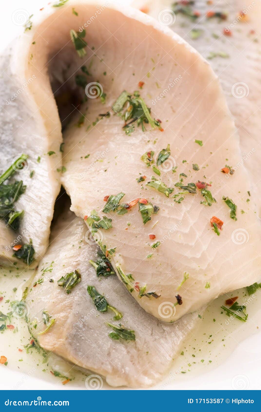 Matjes Herring stock image. Image of basil, closeup, isolated 17153587