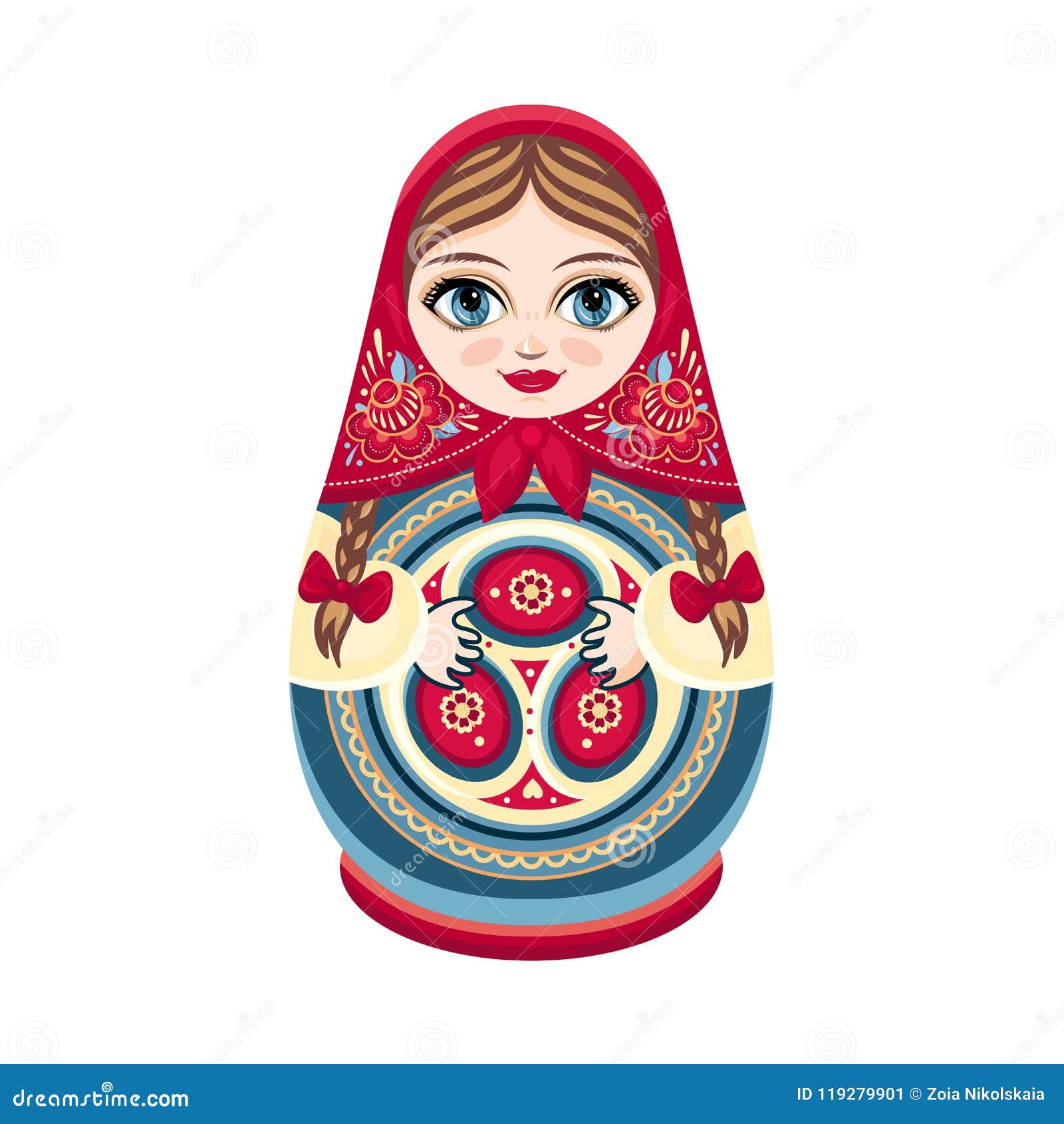 Матрешка на белом фоне