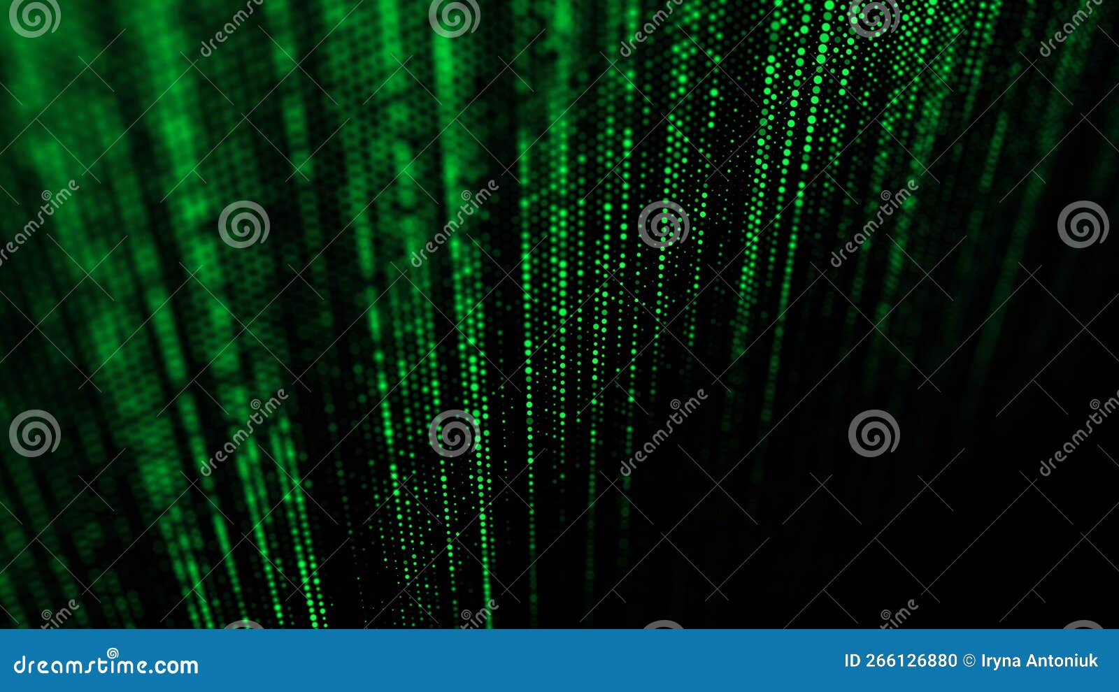 Matrix Texture of Green Color Halftone Dots. Futuristic Abstract