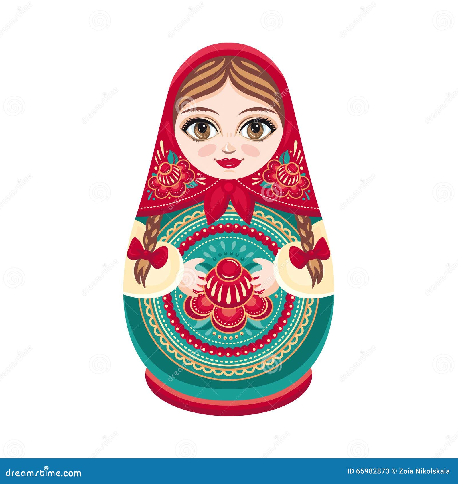 Матрешка на белом фоне