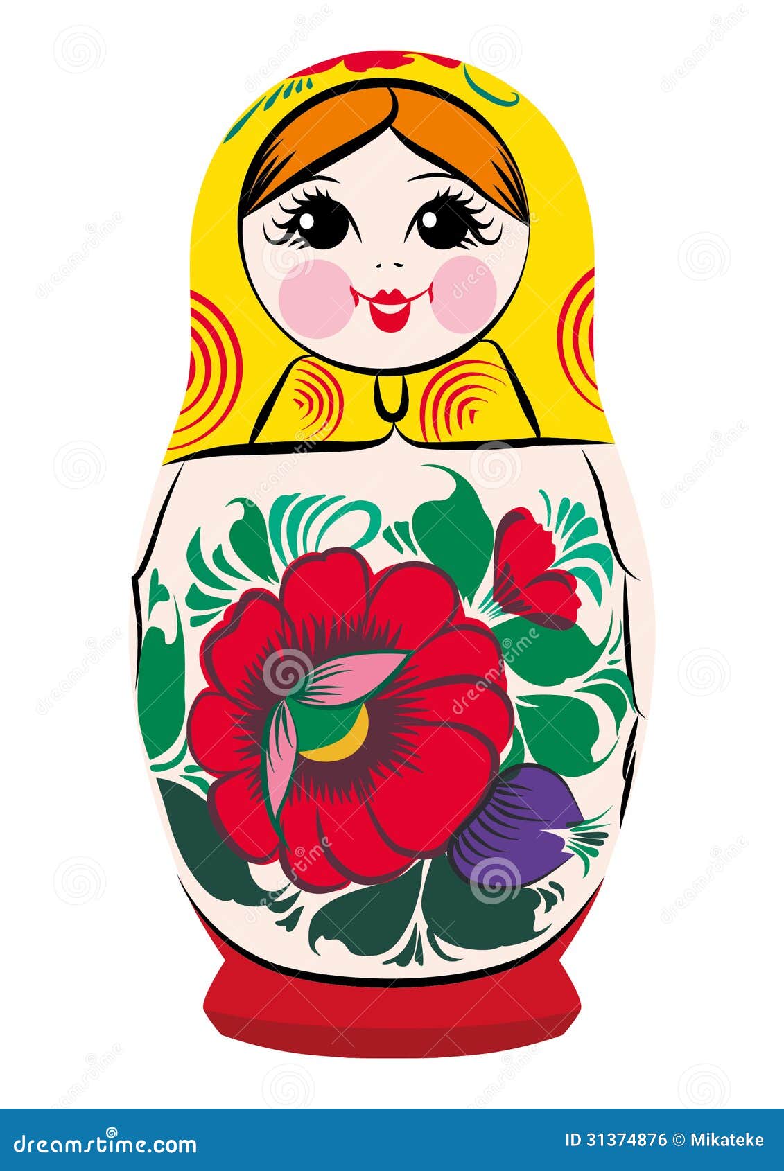 Матрешка на белом фоне