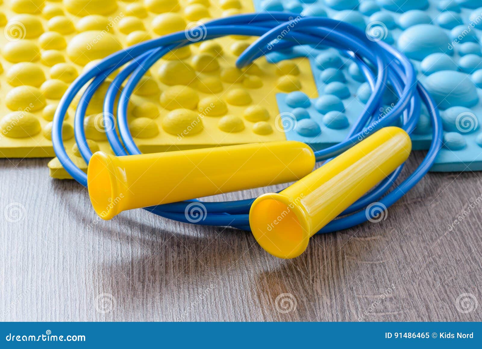 Mats And Jump Rope On The Floor Stock Image Image Of Foot