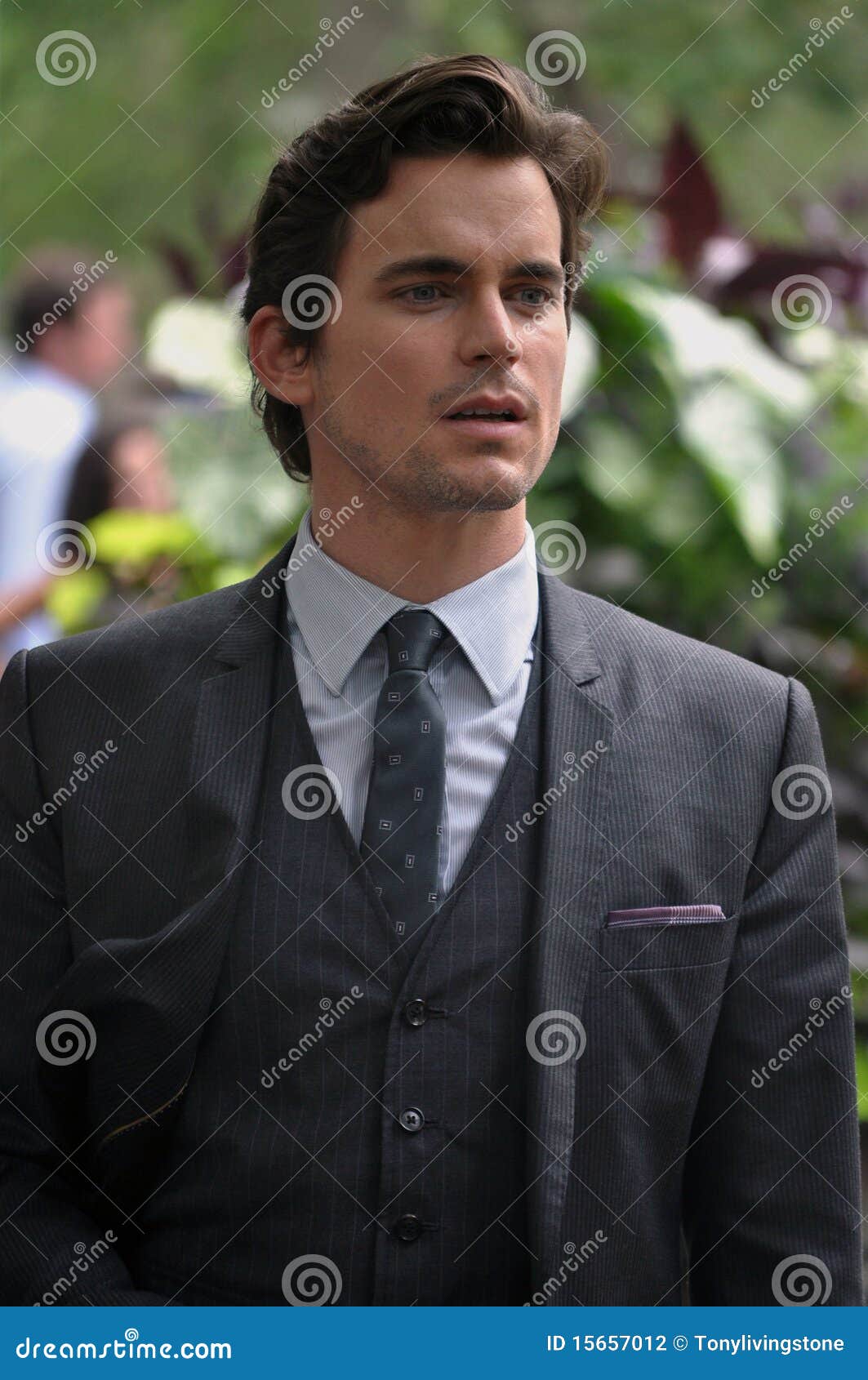 White Collar Matt Bomer as Neal Caffrey Posing in Grey by Wall