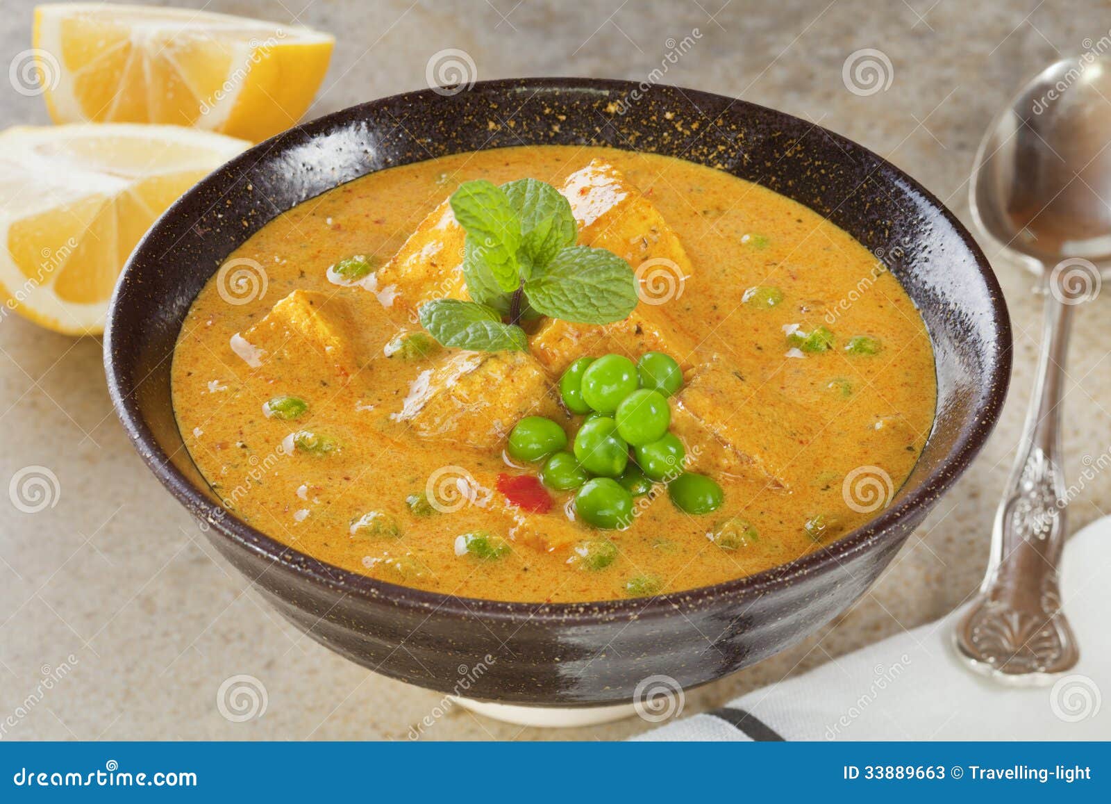 Mattar Panir Indian Cheese and Peas Curry Stock Image Image of panir