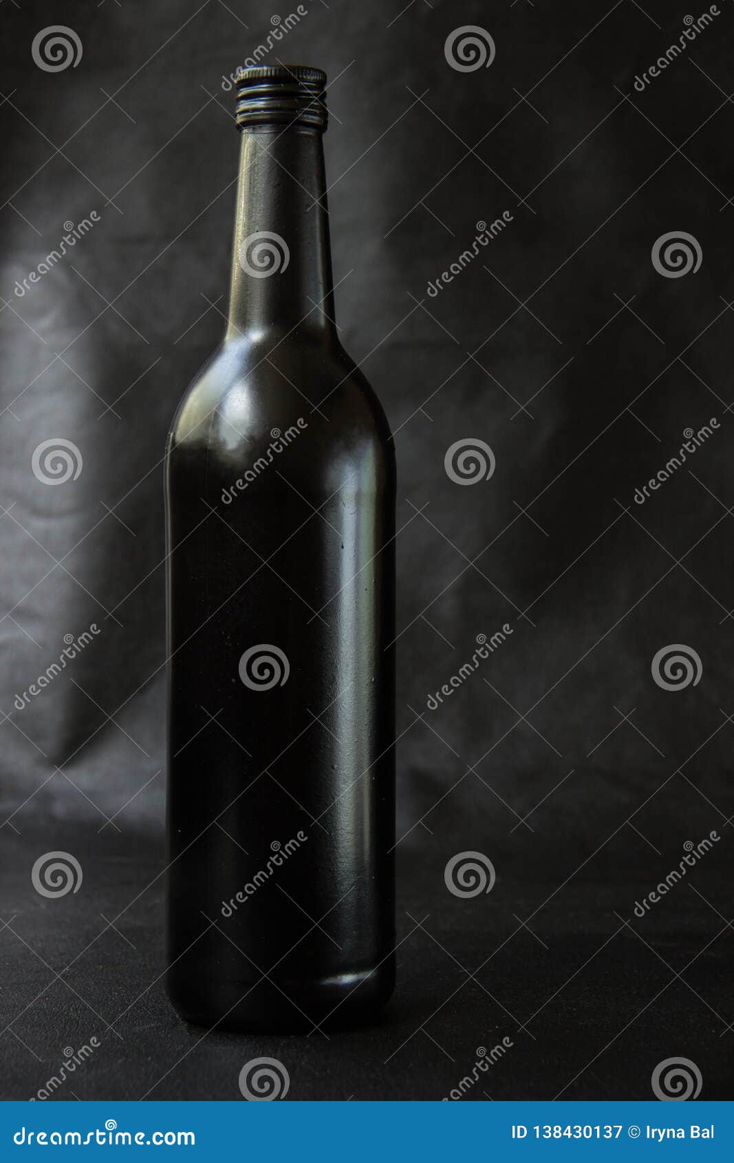 Matte Black Bottle of Red Wine on a Dark Background Stock Image Image