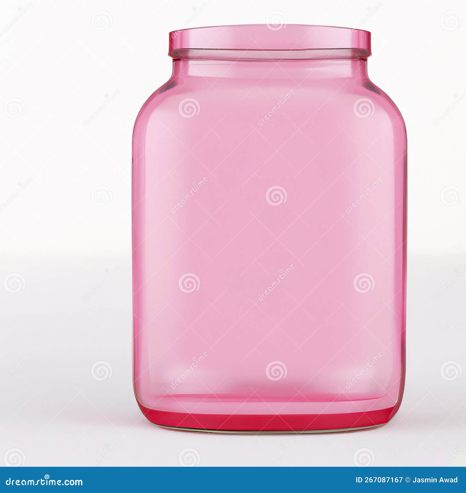 Matte Pink Empty Glass Jar Isolated on White with Copy Space Generative