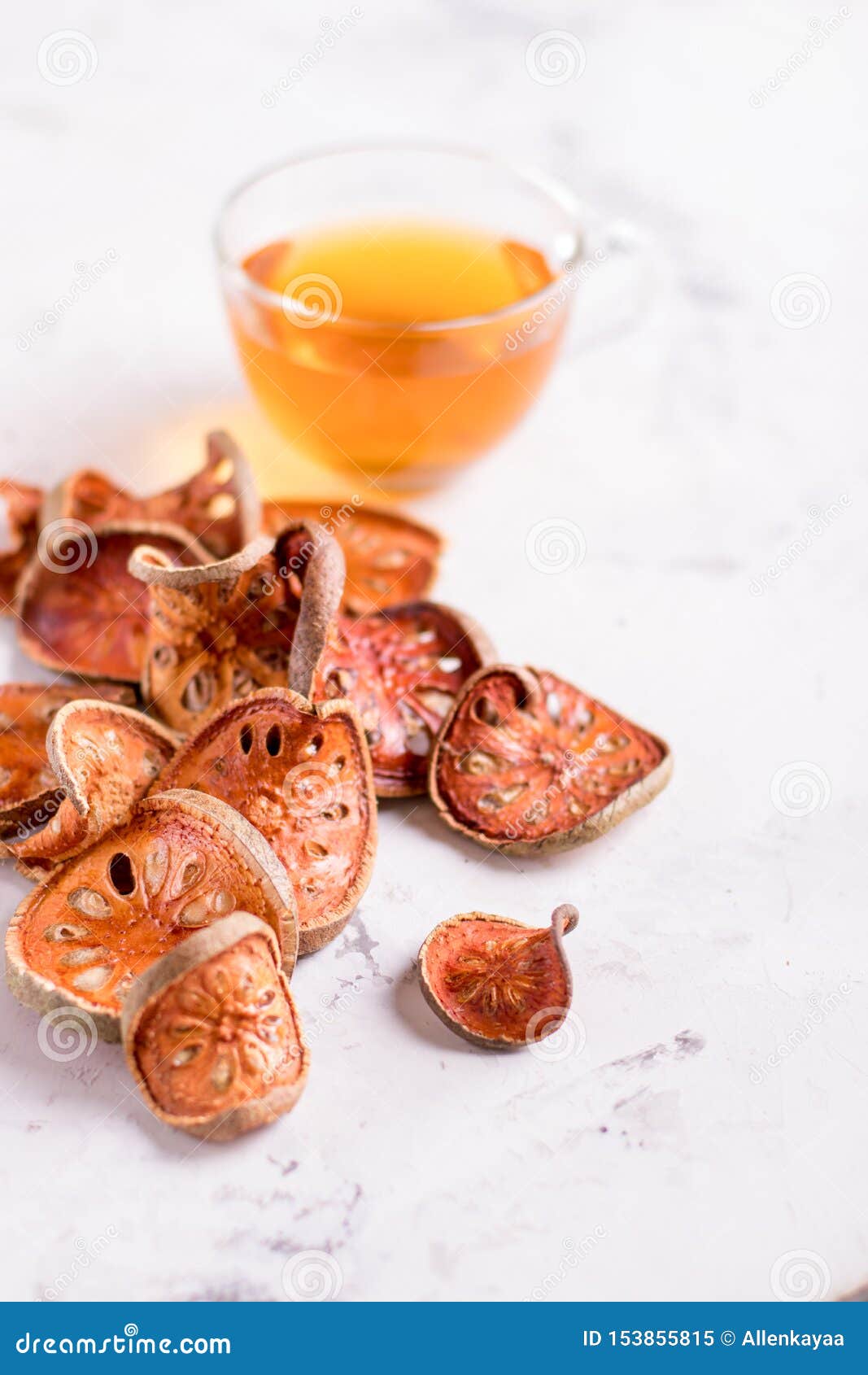 Matum Thai Tea. Bael Fruit Tea and Slices of Dried Bael Fruit Stock Image Image of dried, food