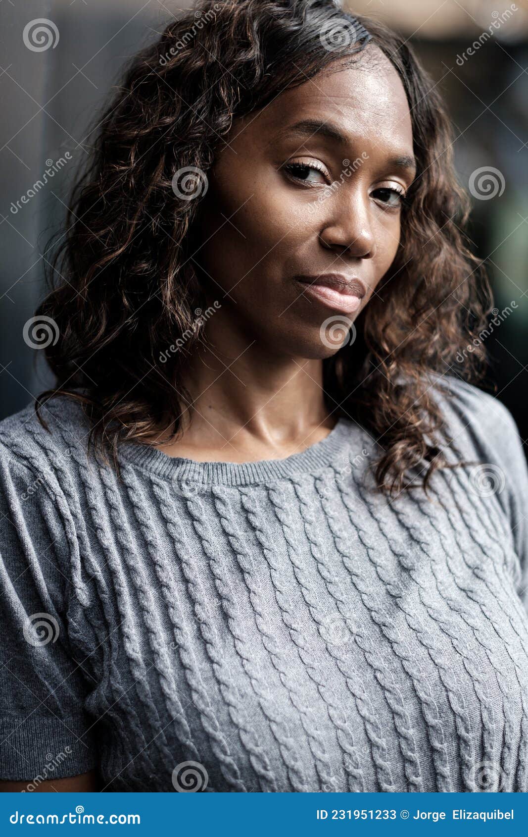 Mature Black Woman Posing and Looking To Camera Stock Image - Image of