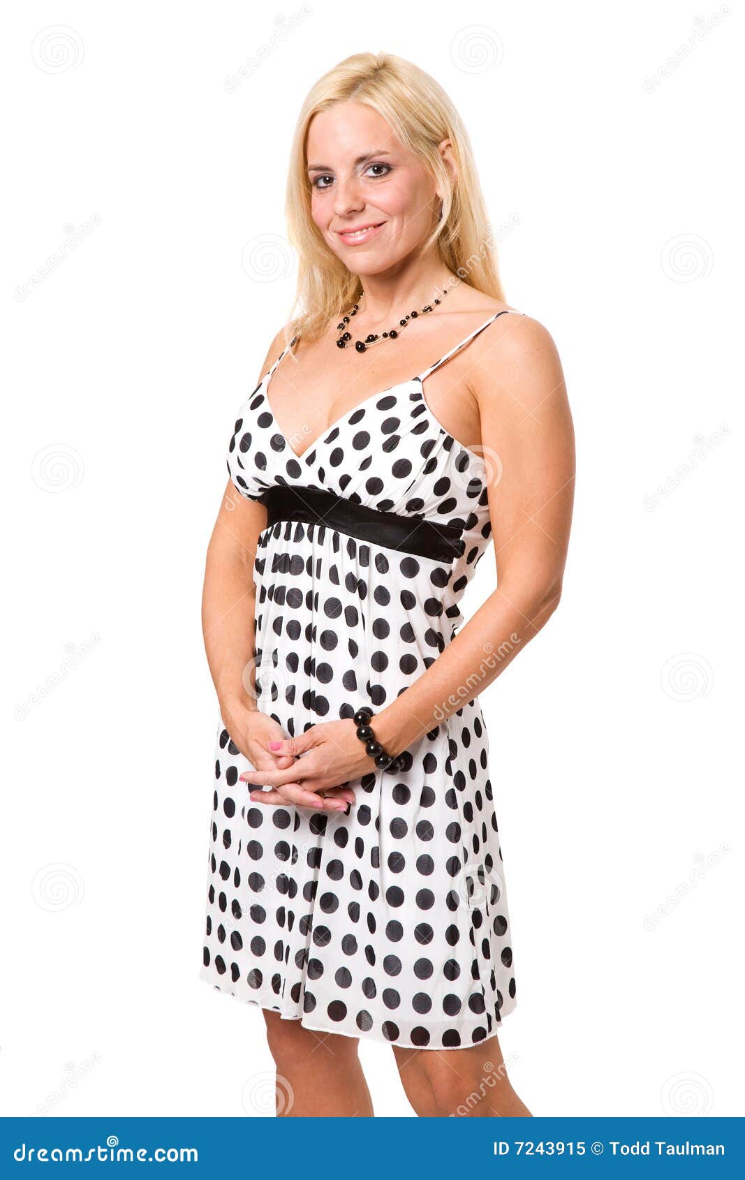 Mature Blond Woman in a Dress Stock Image - Image of polka, blond: 7243915