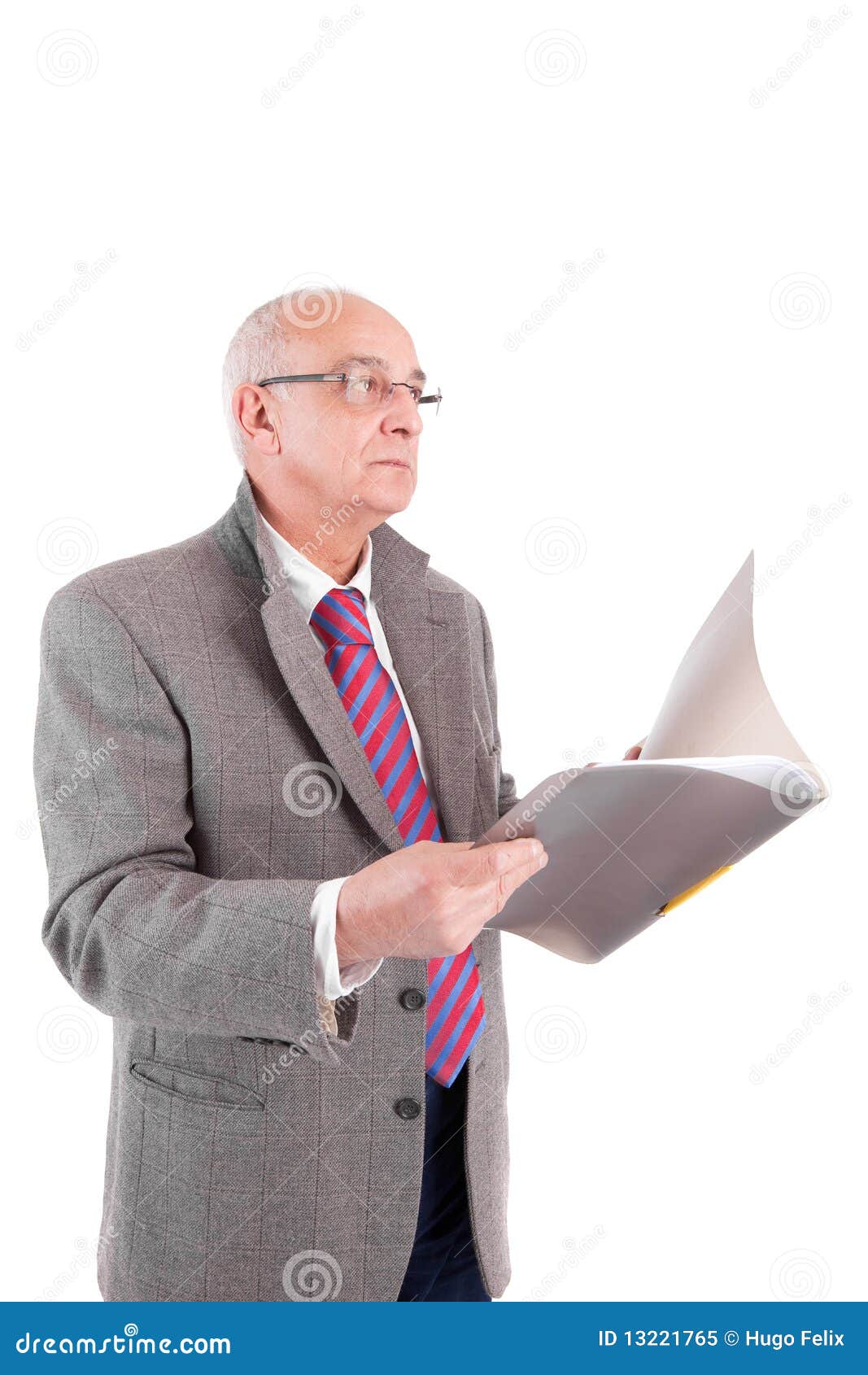 Mature Businessman Looking at Document Stock Image - Image of glasses ...