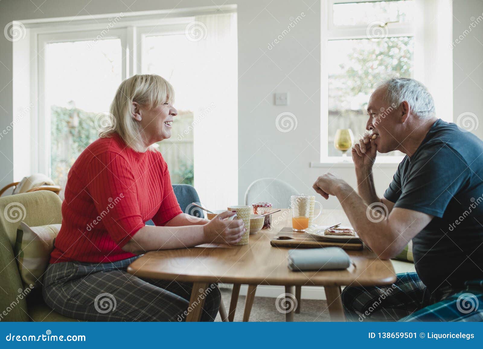 Mature Couple Enjoying Breakfast At Home Stock Image Image Of Couple