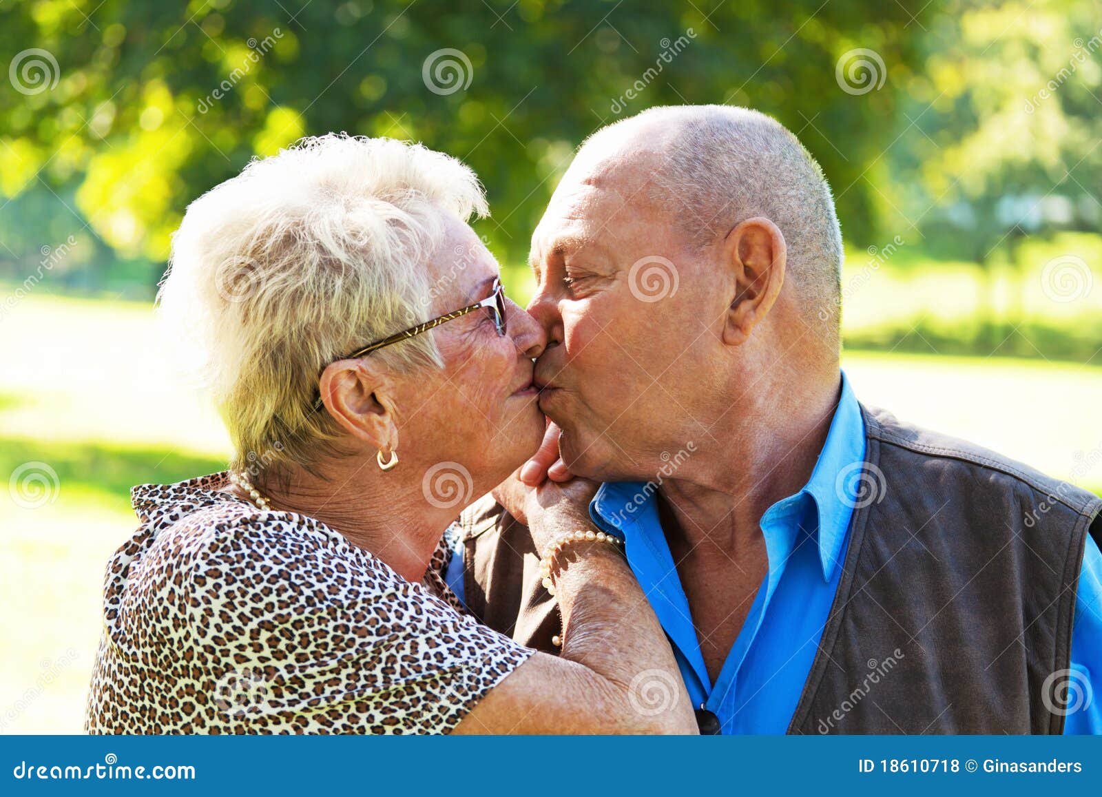 Mature Couple Kissing In Love Seniors Stock Photo