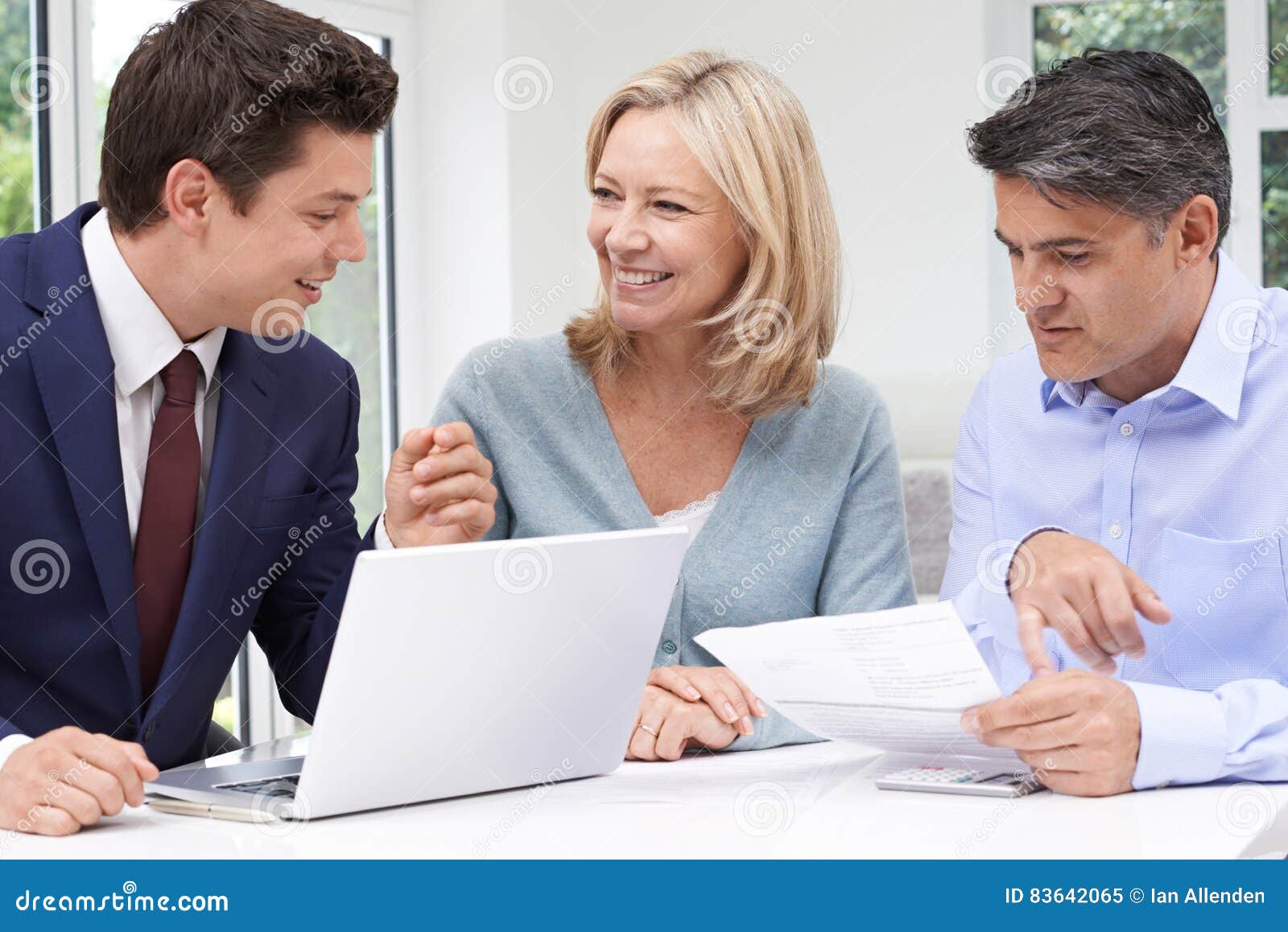 Mature Couple Meeting With Financial Advisor At Home Stock Image Image Of Horizontal