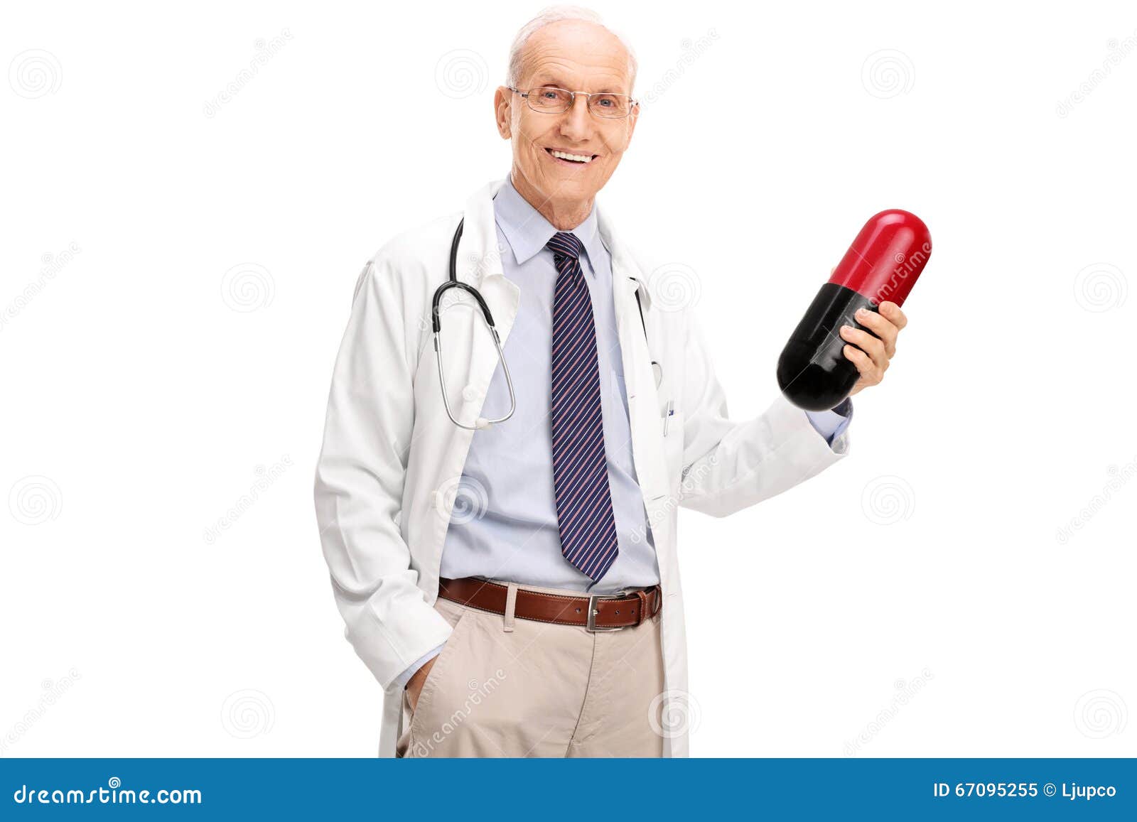 Mature Doctor Holding a Large Pill Stock Image - Image of lifestyle ...