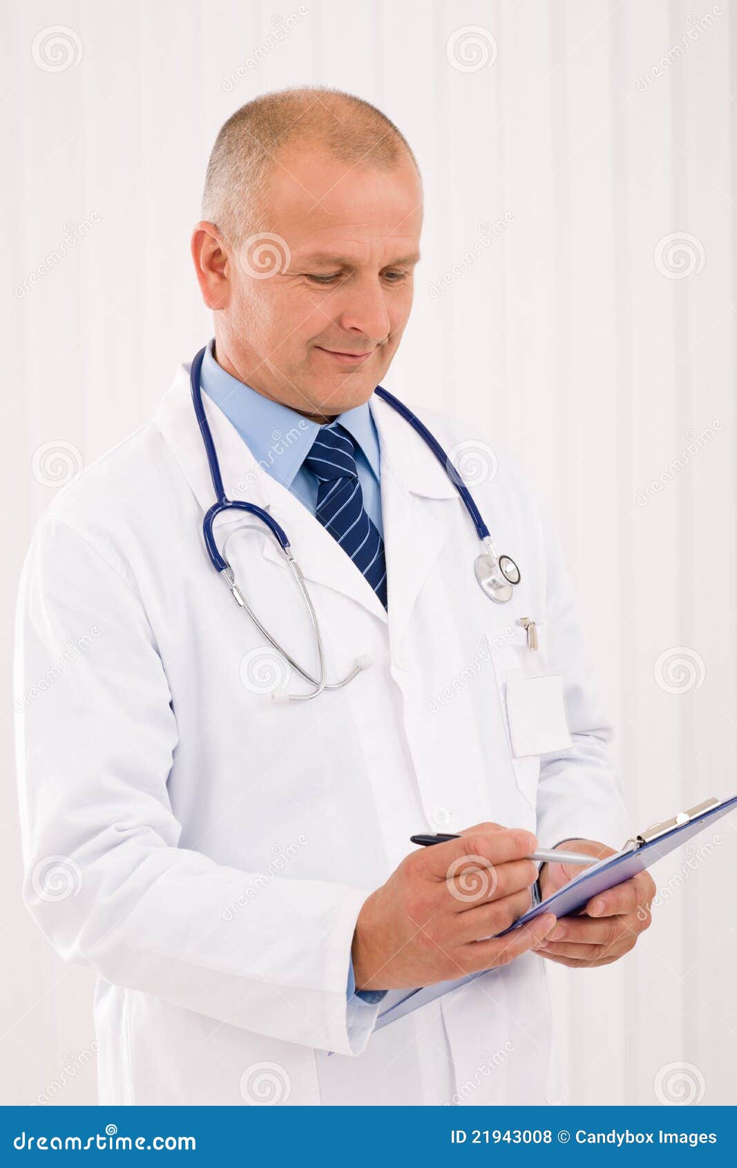 mature doctor male portrait write document