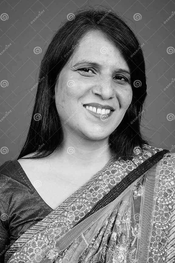Mature Indian Woman Wearing Sari Indian Traditional Clothes Stock Image
