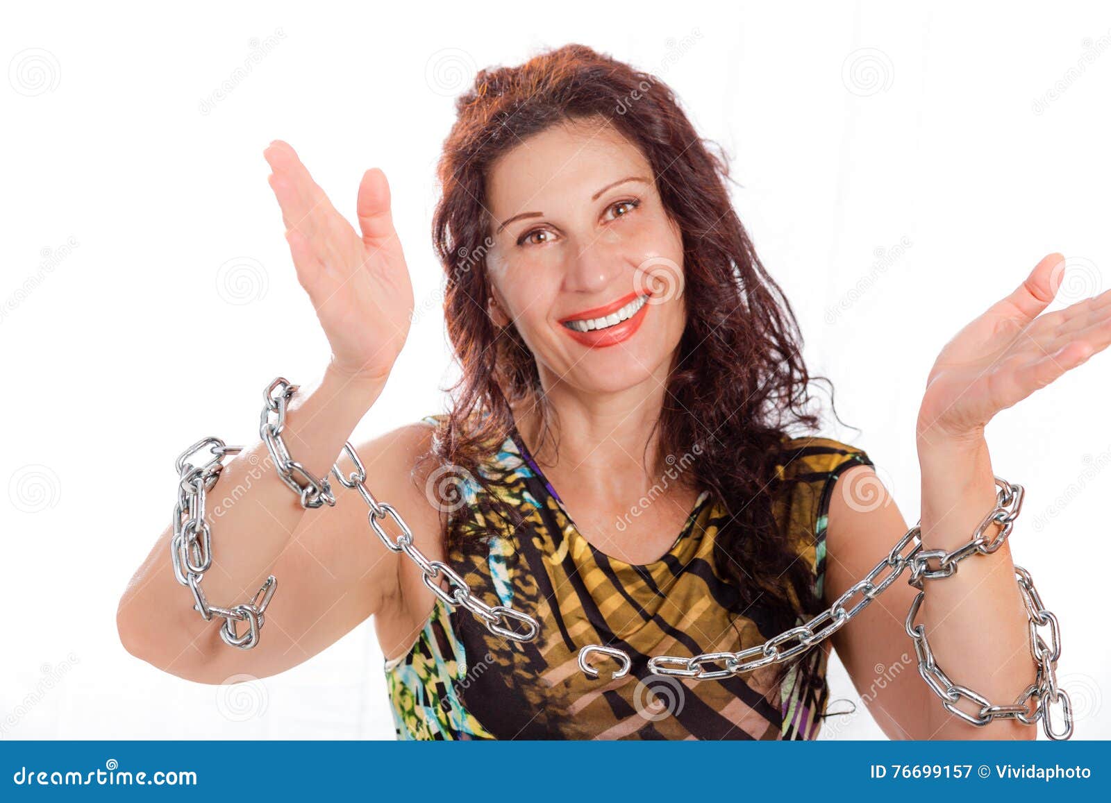 Mature Lady Breaking Chains Stock Image - Image of woman, freedom: 76699157