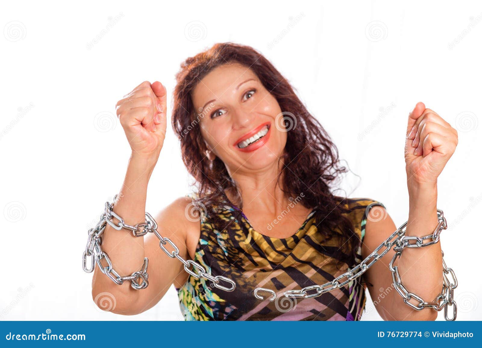 Mature Lady Breaking Chains Stock Photo - Image of lady, white: 76729774