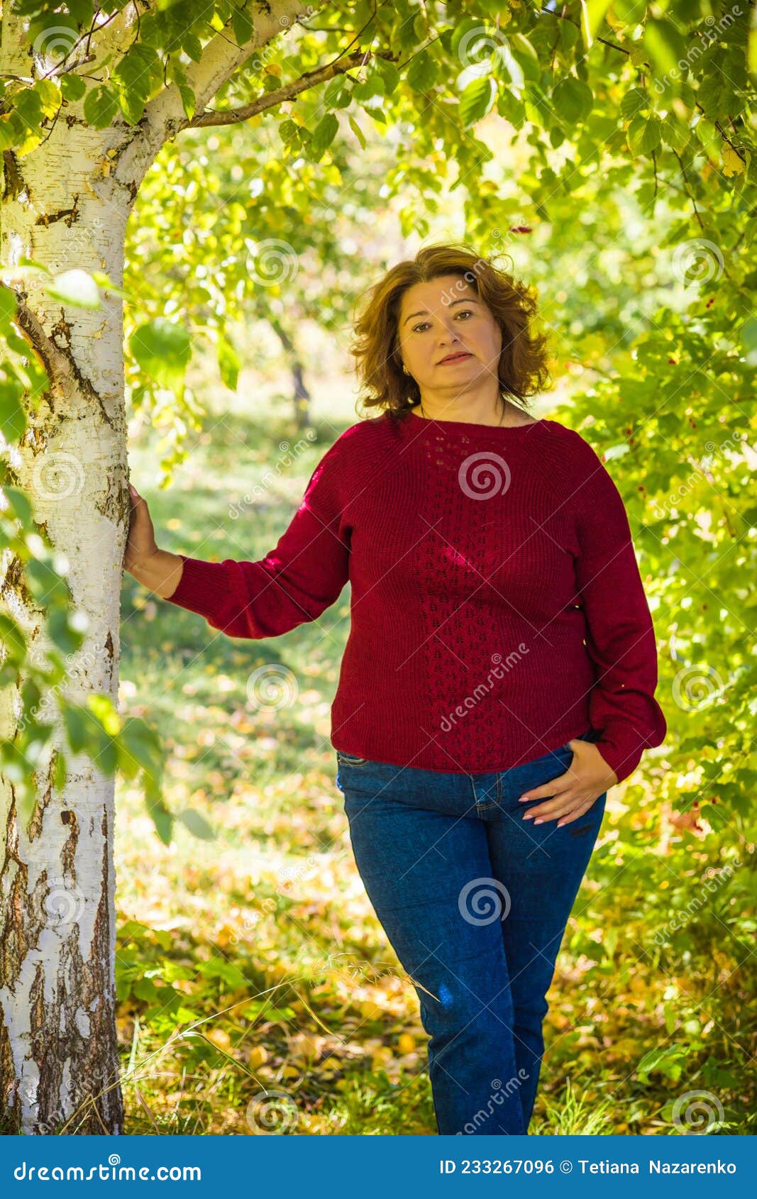 Mature Lady at Casual Style, Nice Woman at Garden Stock Photo - Image ...