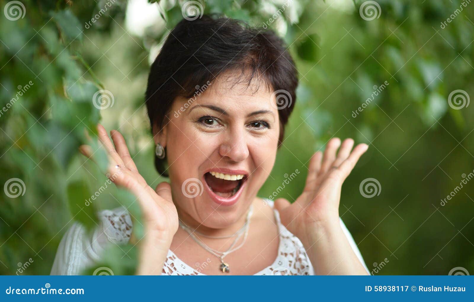 Mature Lady Surprised At Summer Stock Image Image