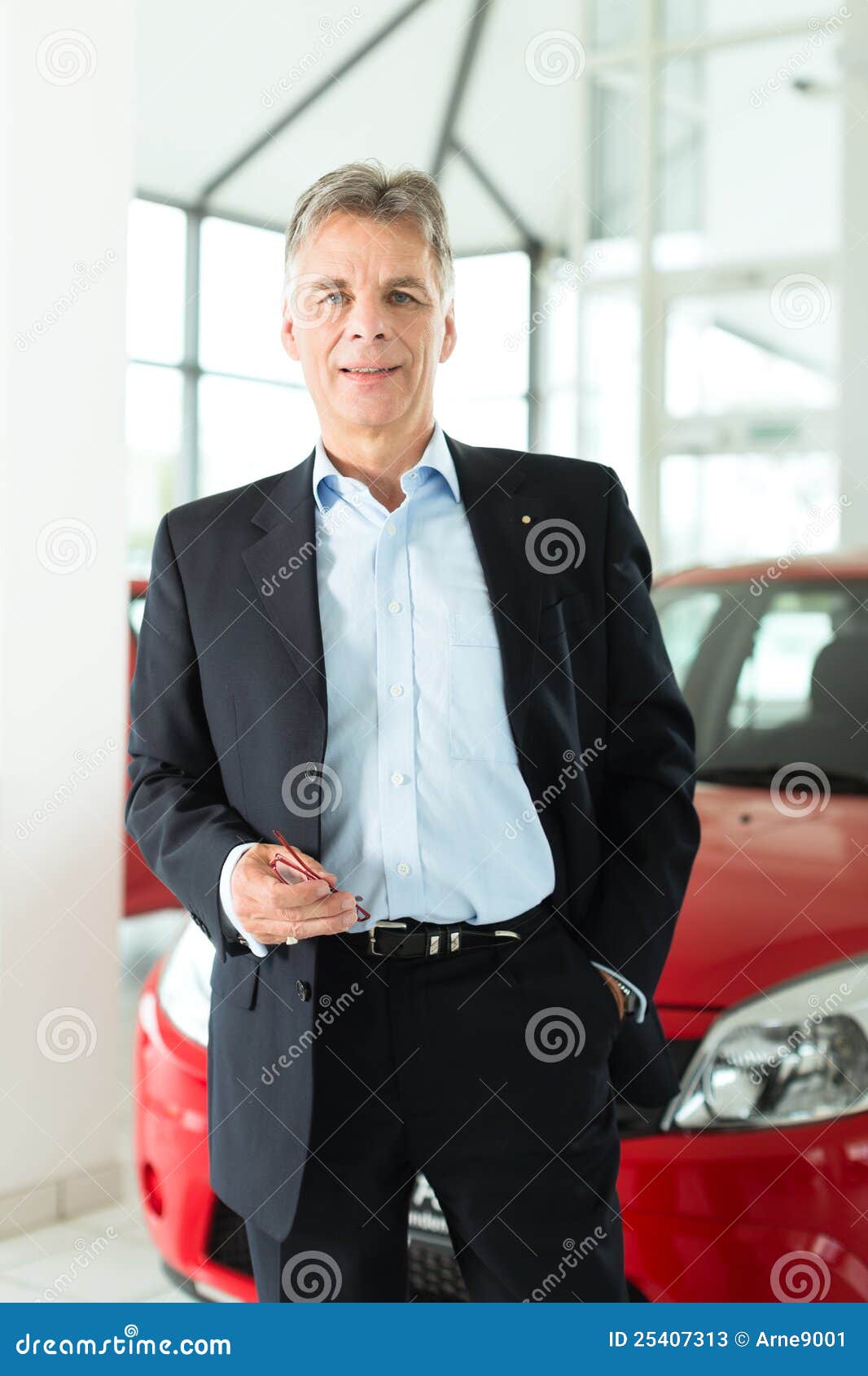 Mature Man with Auto in Car Dealership Stock Image Image of auto