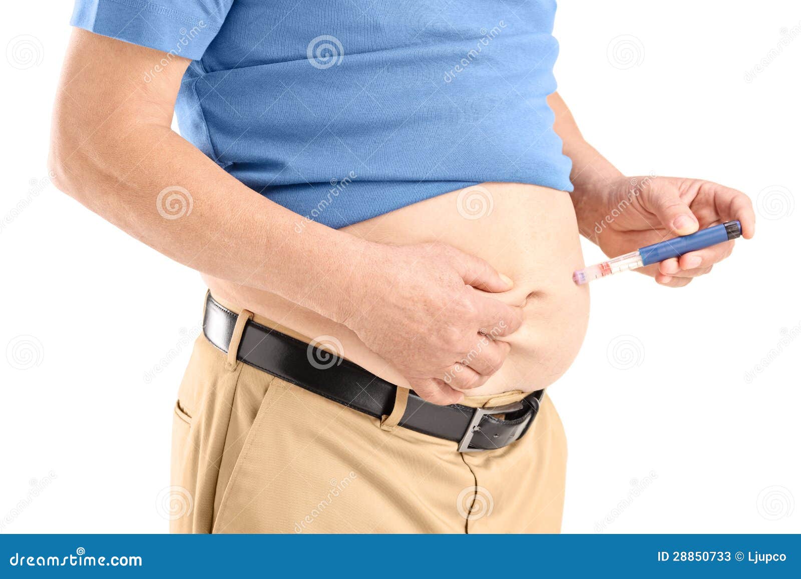Mature Man Injecting Insulin in His Abdomen Stock Image Image of