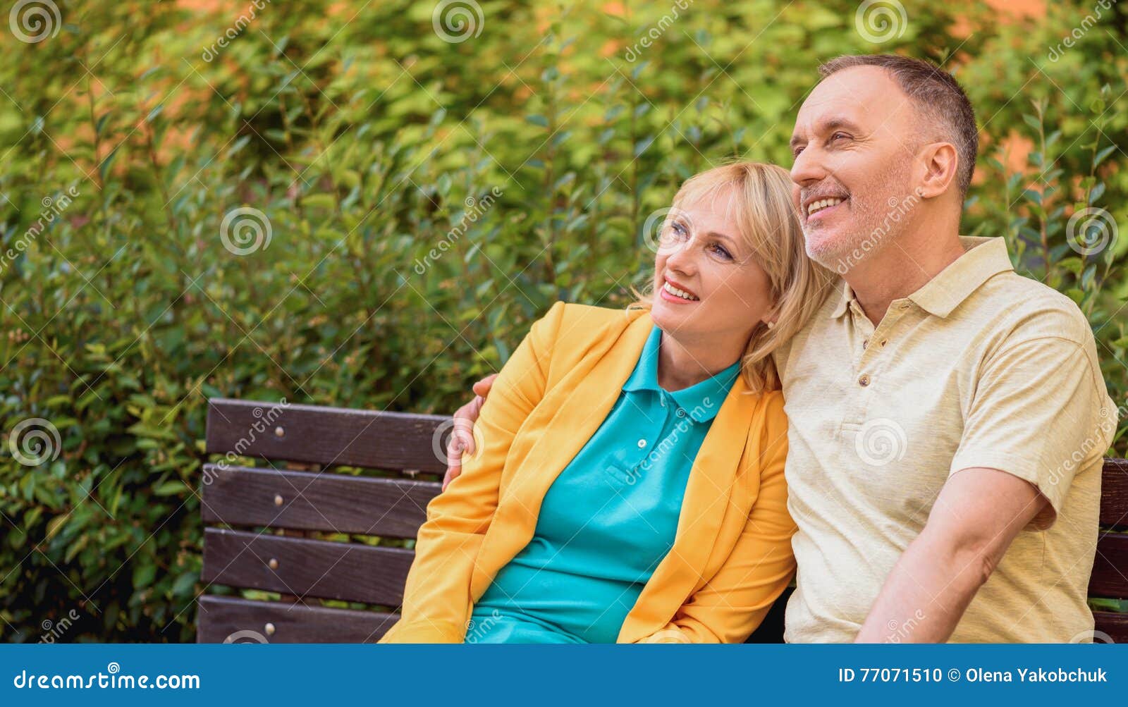 Mature Man and Woman Dating in Nature Stock Photo