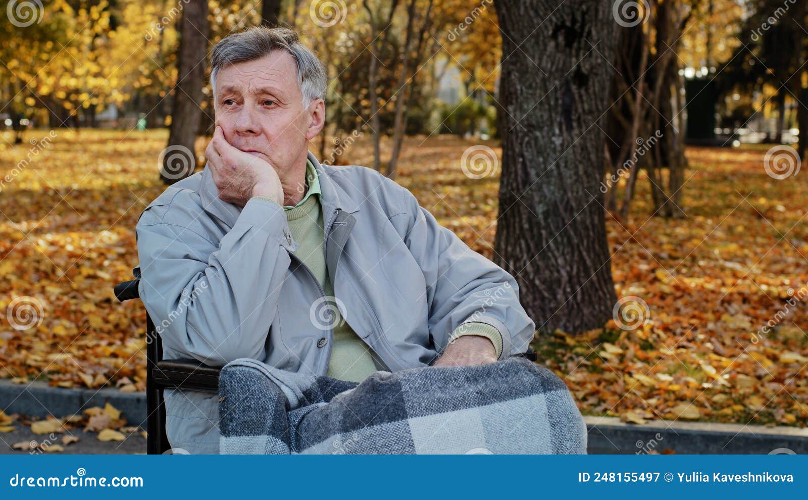 Mature Outdoors Upset Senior Retired Caucasian Man Grandfather ...