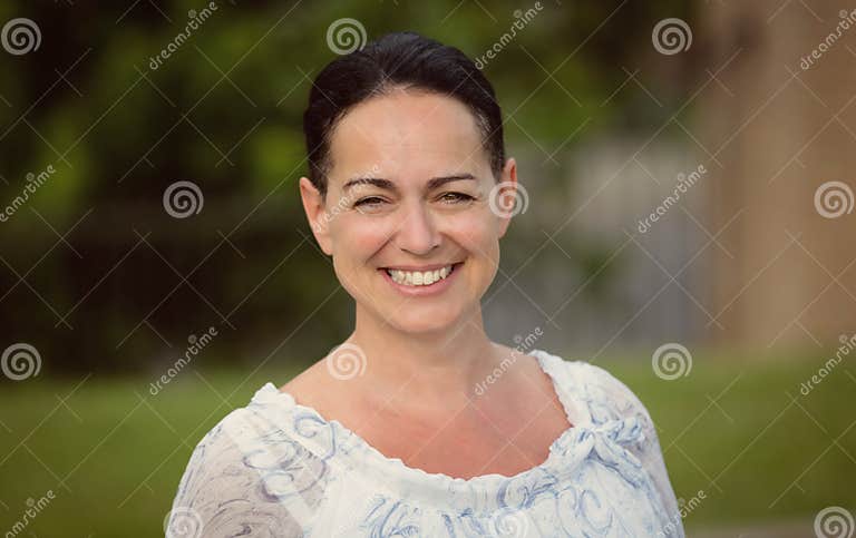 Mature Spanish Woman Smiling Stock Image Image Of Close Face 124497461