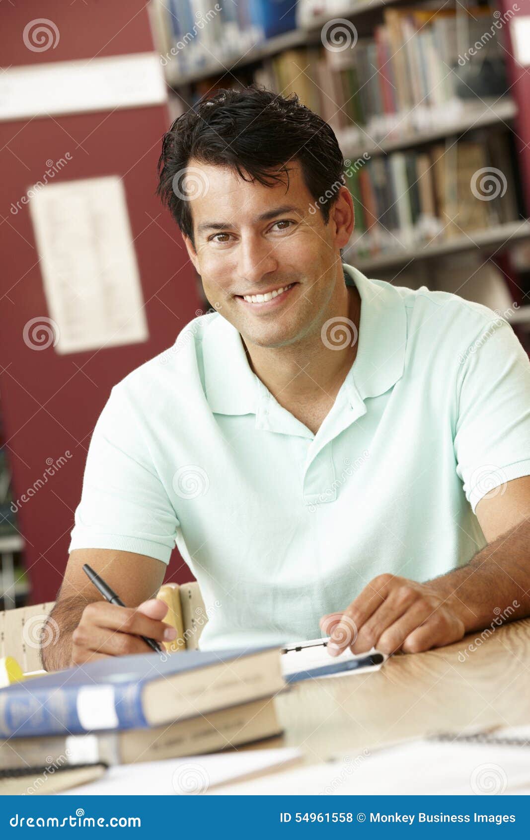 Mature Student Working in Library Stock Photo Image of degree, portrait 54961558