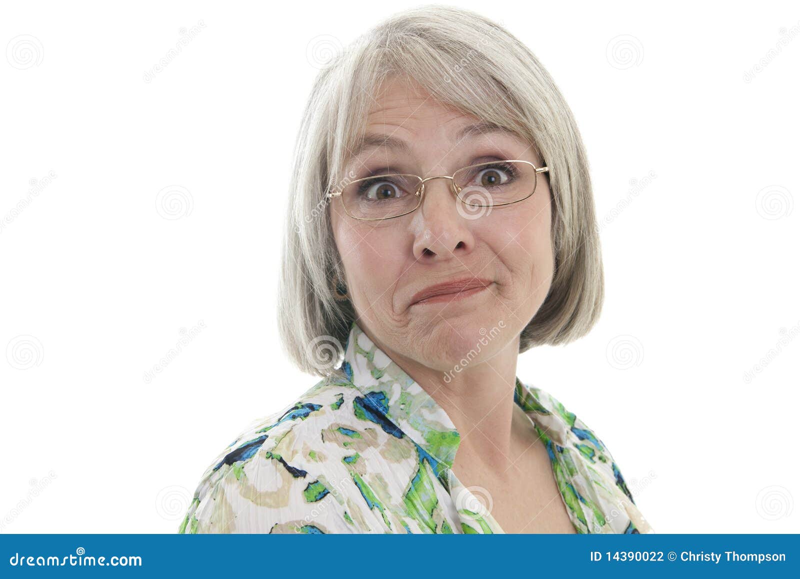 mature woman with humorous expression