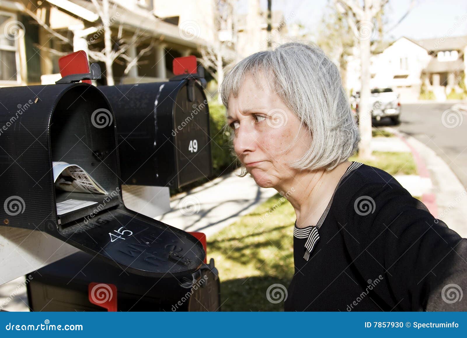 Mature Woman at Mailbox stock photo. Image of correspondence 7857930
