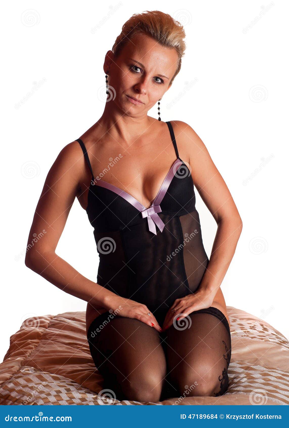 Mature Woman in a Sensual Lingerie Stock Photo - Image of senses, white:  47189684