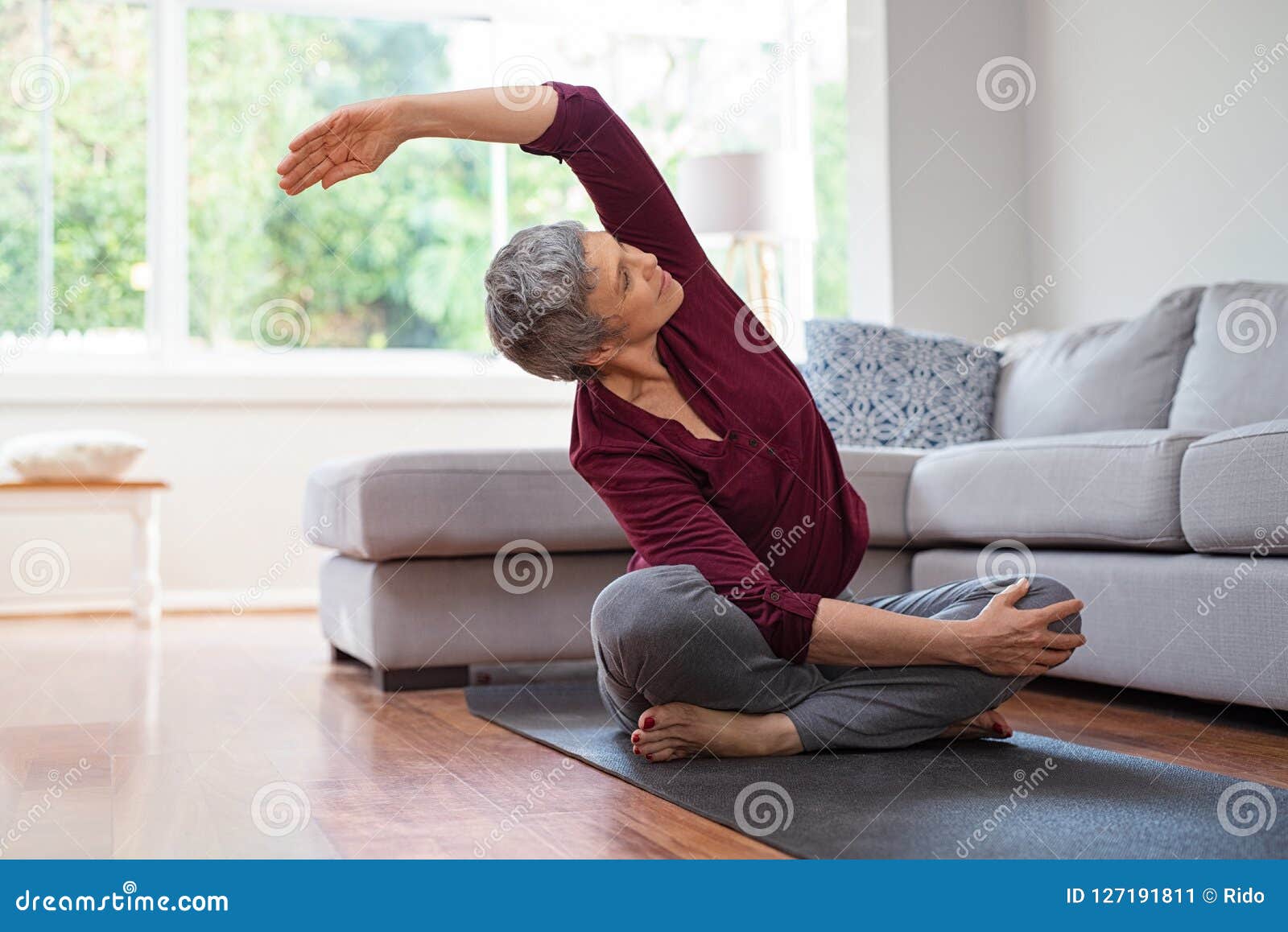 mature woman in yoga pose