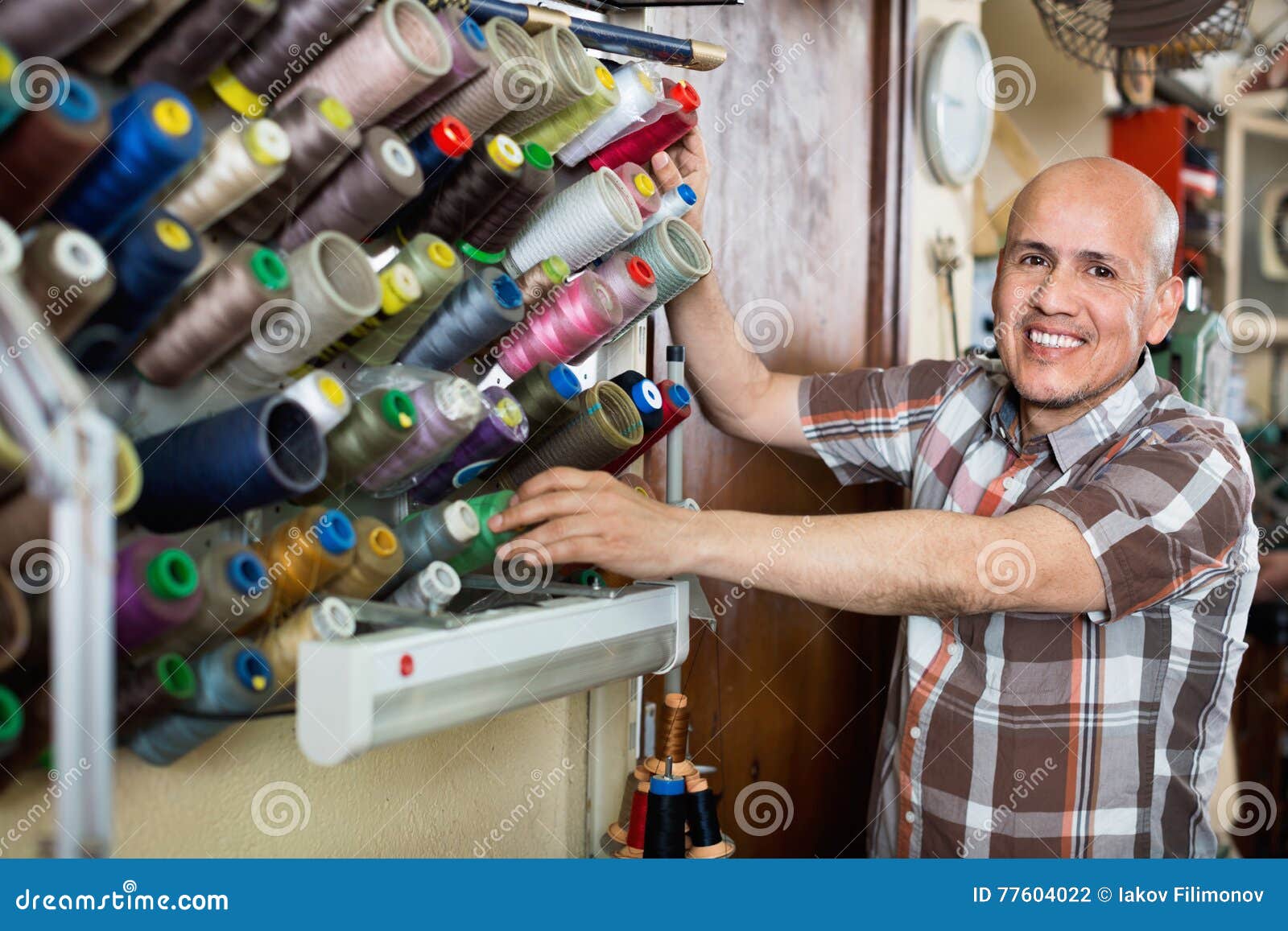 Mature Workman Sewing Leather Boots on Stitch Lathe Stock Photo Image