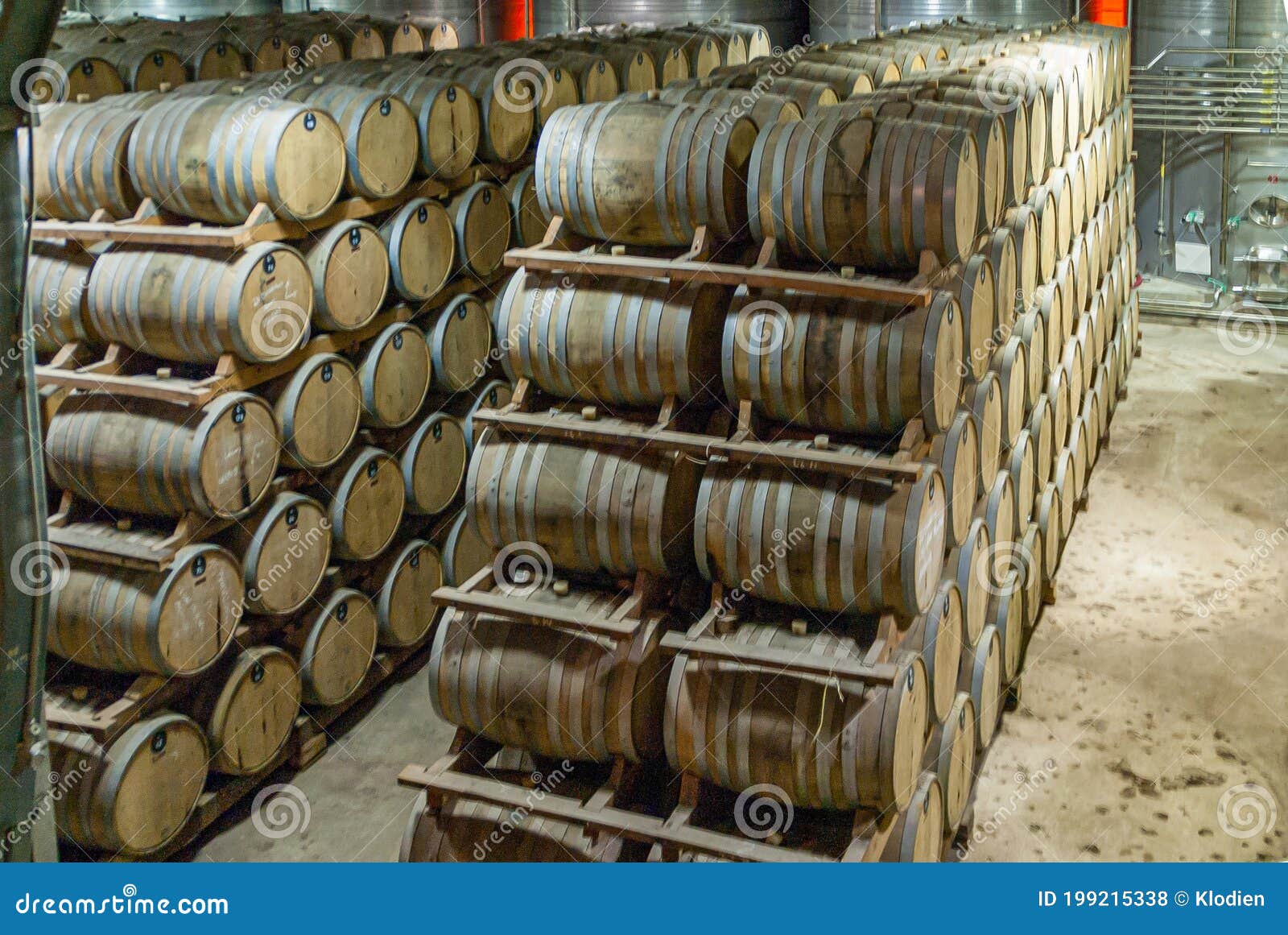 maturing and lagering kegs at destileria capel, vicuna, chile